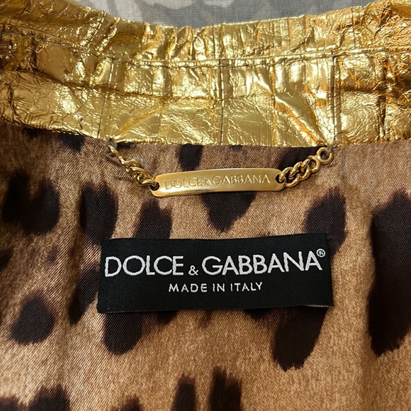 Rare Dolce & Gabbana Gold Leather Jacket Size 46 - Picture 2 of 14
